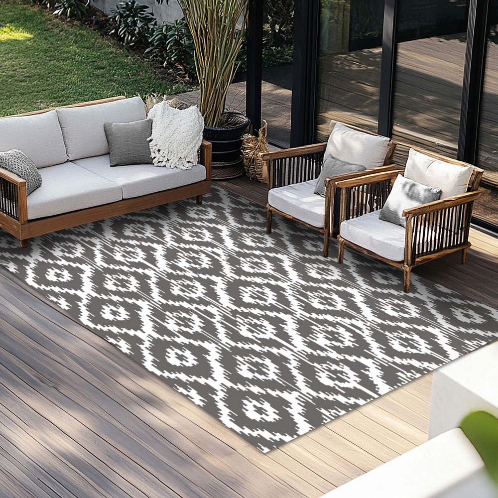 Diamond Haze Geometric Pattern Rug Charcoal Grey Image 3