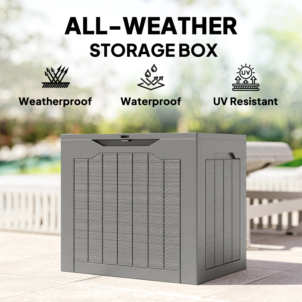Outsunny 93L Khaki Plastic Garden Storage Box Image 5