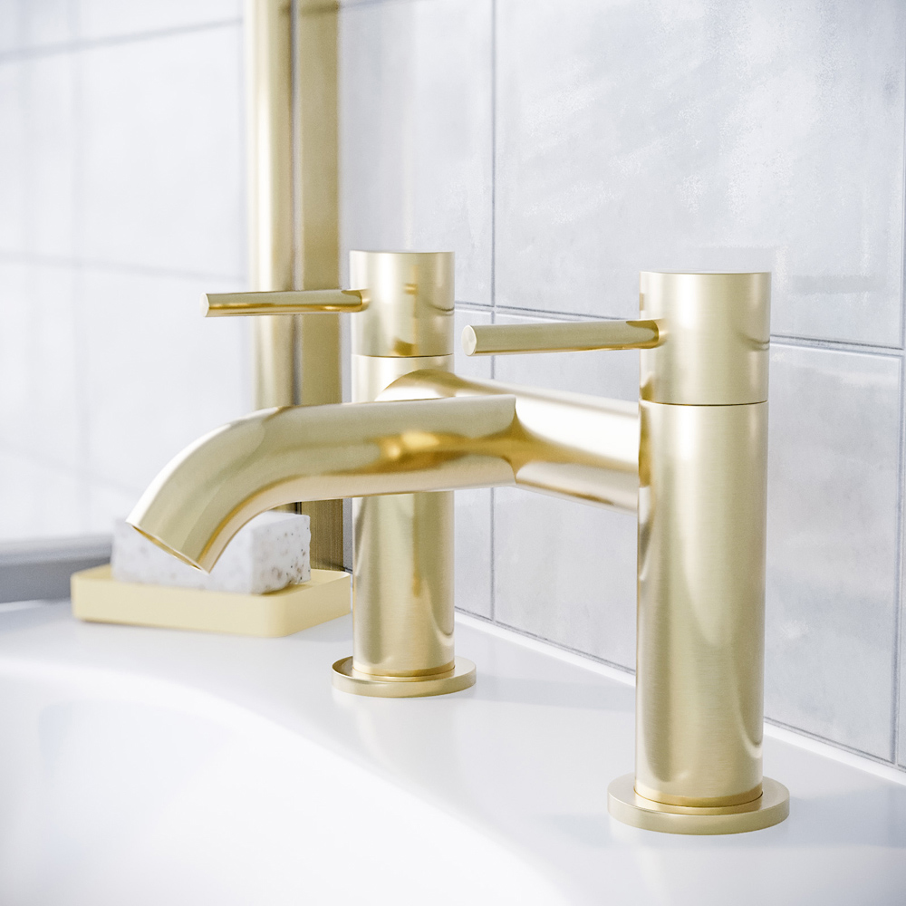 Nes Home Alice Modern Brushed Brass Designer Bath Filler Tap Image 4