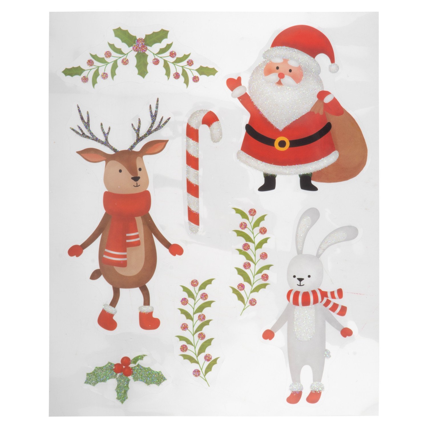 Santa, Rabbit, and Deer Window Stickers Image