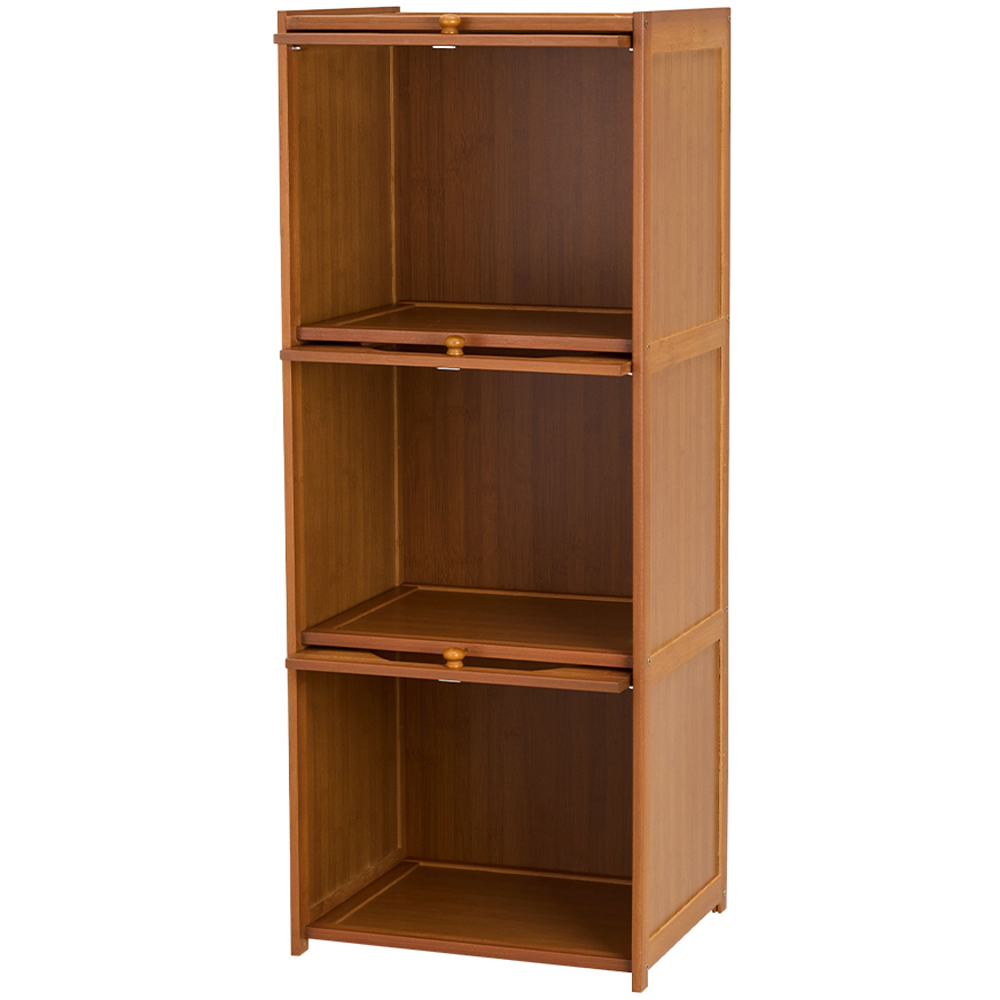 Living and Home 3 Acrylic Door Brown Bamboo Bookcase Image 3