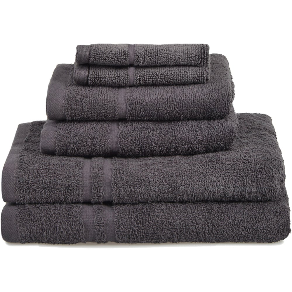 Allure Bath Fashions Hotel Essentials Supersoft Cotton Charcoal Grey Towel Bundle Set of 6 Image 1