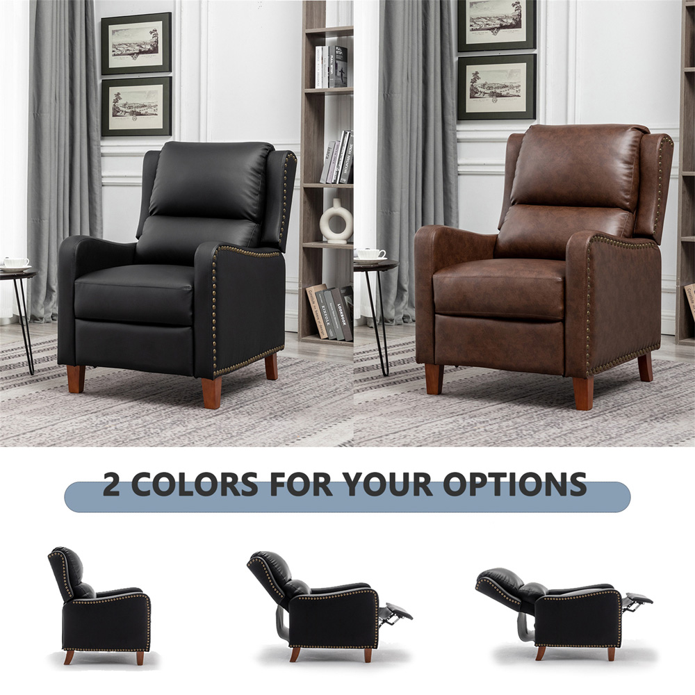 Furniture One Black Leather Pushback Recliner Chair Image 8