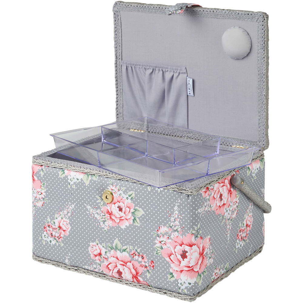 Sewing Online Beautiful Bloom Print Large Sewing Box with Carry Handle Image 2