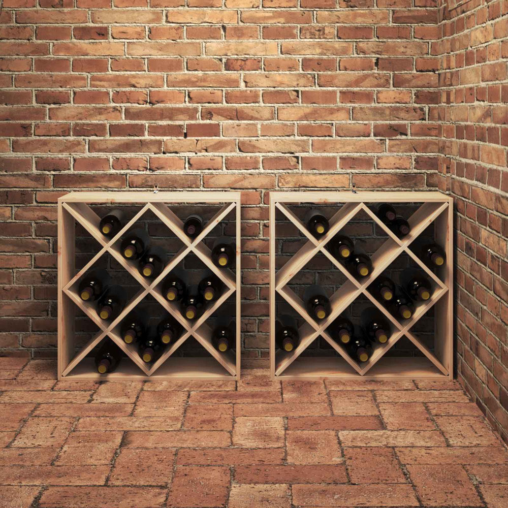 vidaXL 12 Shelf Brown Freestanding Wine Rack Set of 2 Image 2