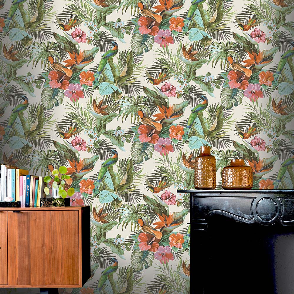 Rasch Paradise Birds Cream and Multicolour Wallpaper Image 5