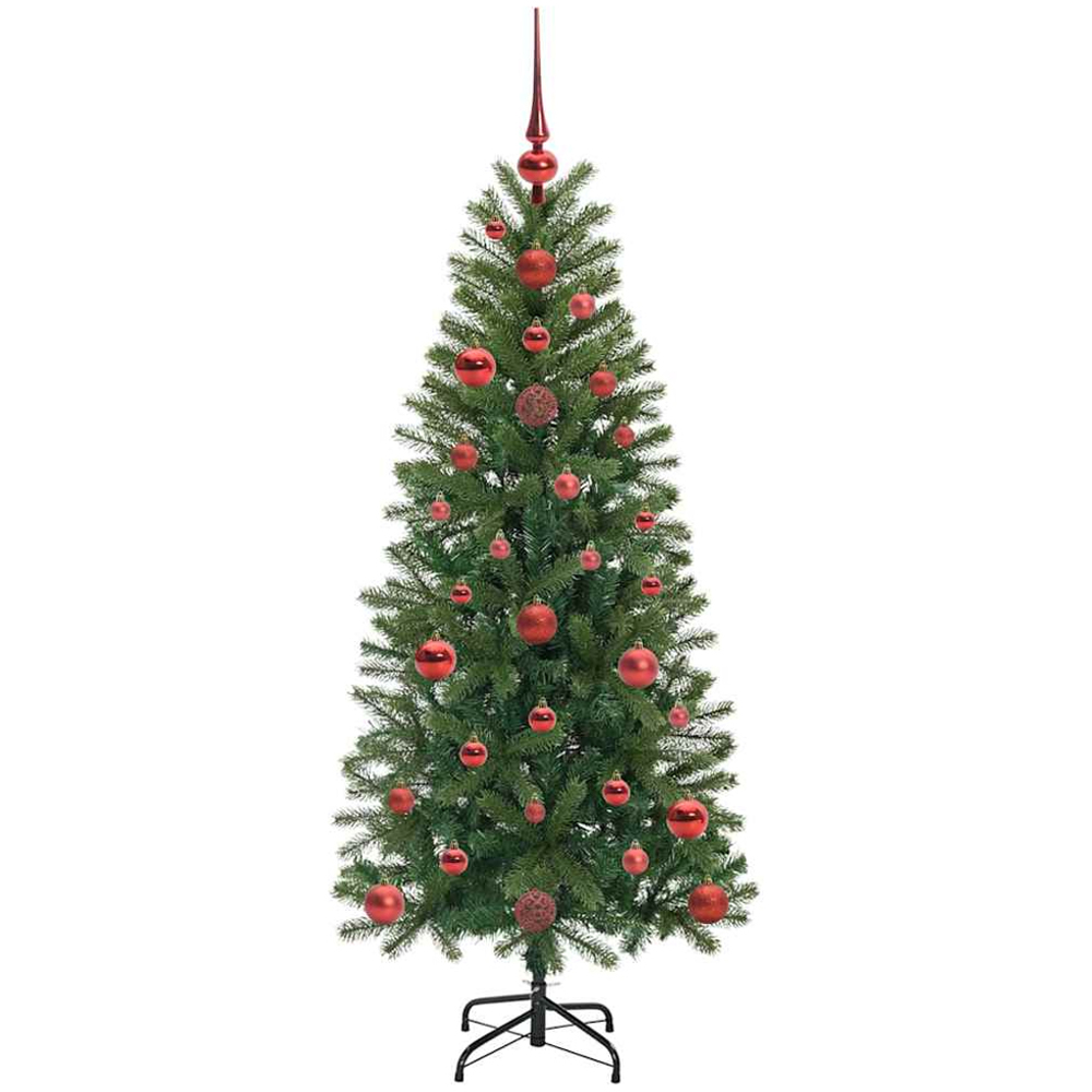 vidaXL Pre-Lit Red Baubles Green Artificial Christmas Tree 4ft Image 4