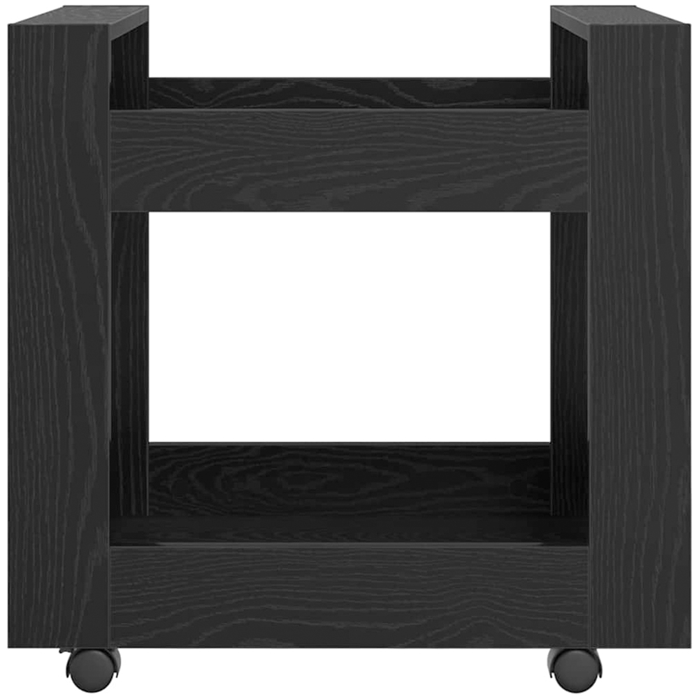 vidaXL 2 Shelf Black Oak Wooden Desk Trolley Image 5
