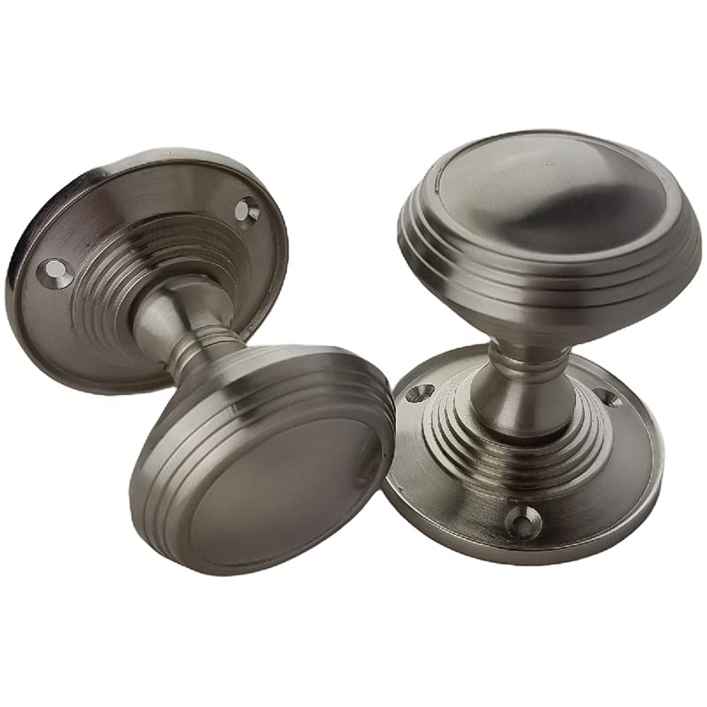 Golden Grace Satin Nickel Ringed Reeded Mortice Unsprung Door Knob Set Image