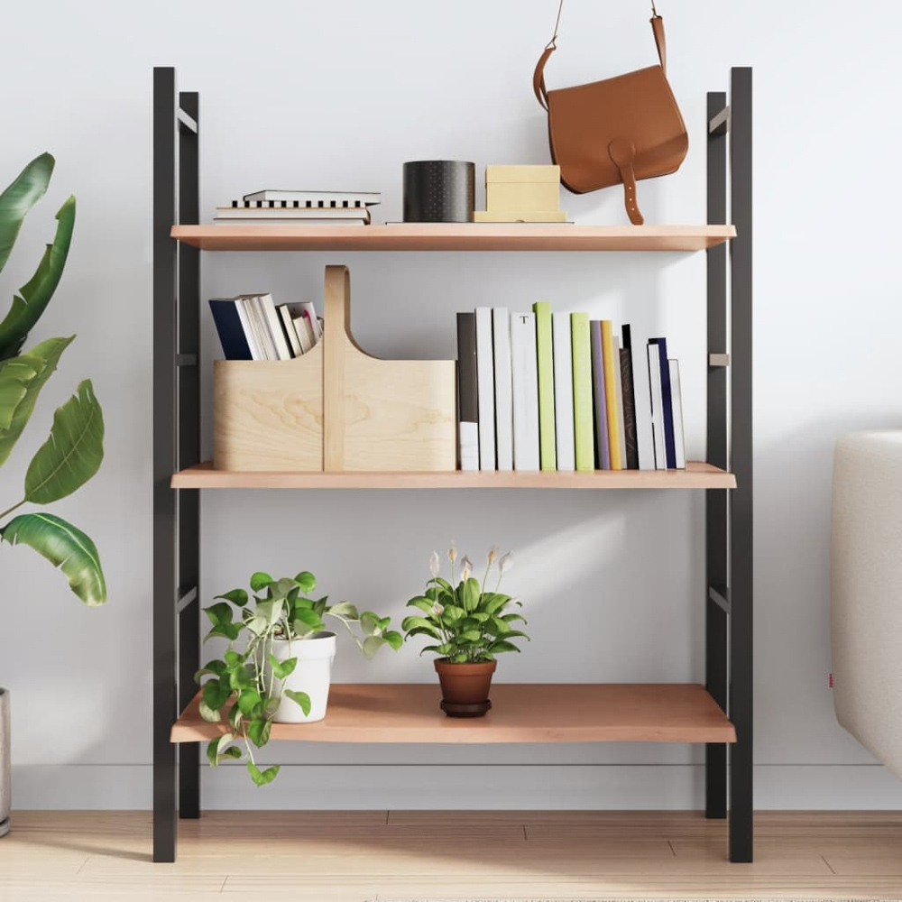 vidaXL 80 x 40 x 2cm Light Brown Treated Solid Wood Oak Wall Shelf Image 2