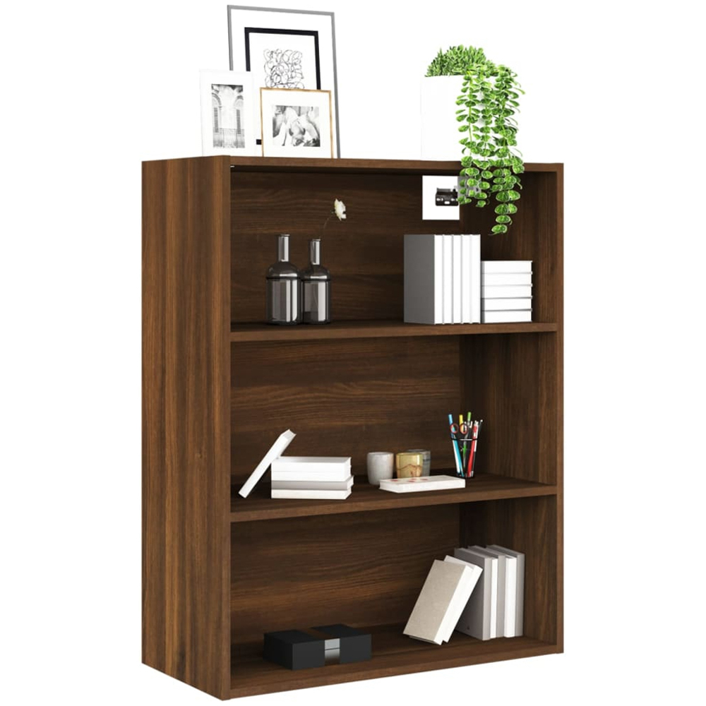 vidaXL 3 Shelf Brown Oak Hanging Wall Cabinet Image 4