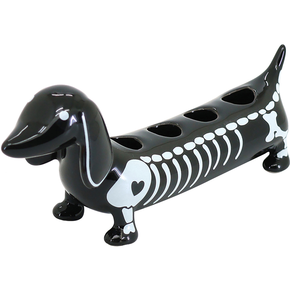 Skeleton Dachshund Toothbrush Holder Black Image 2