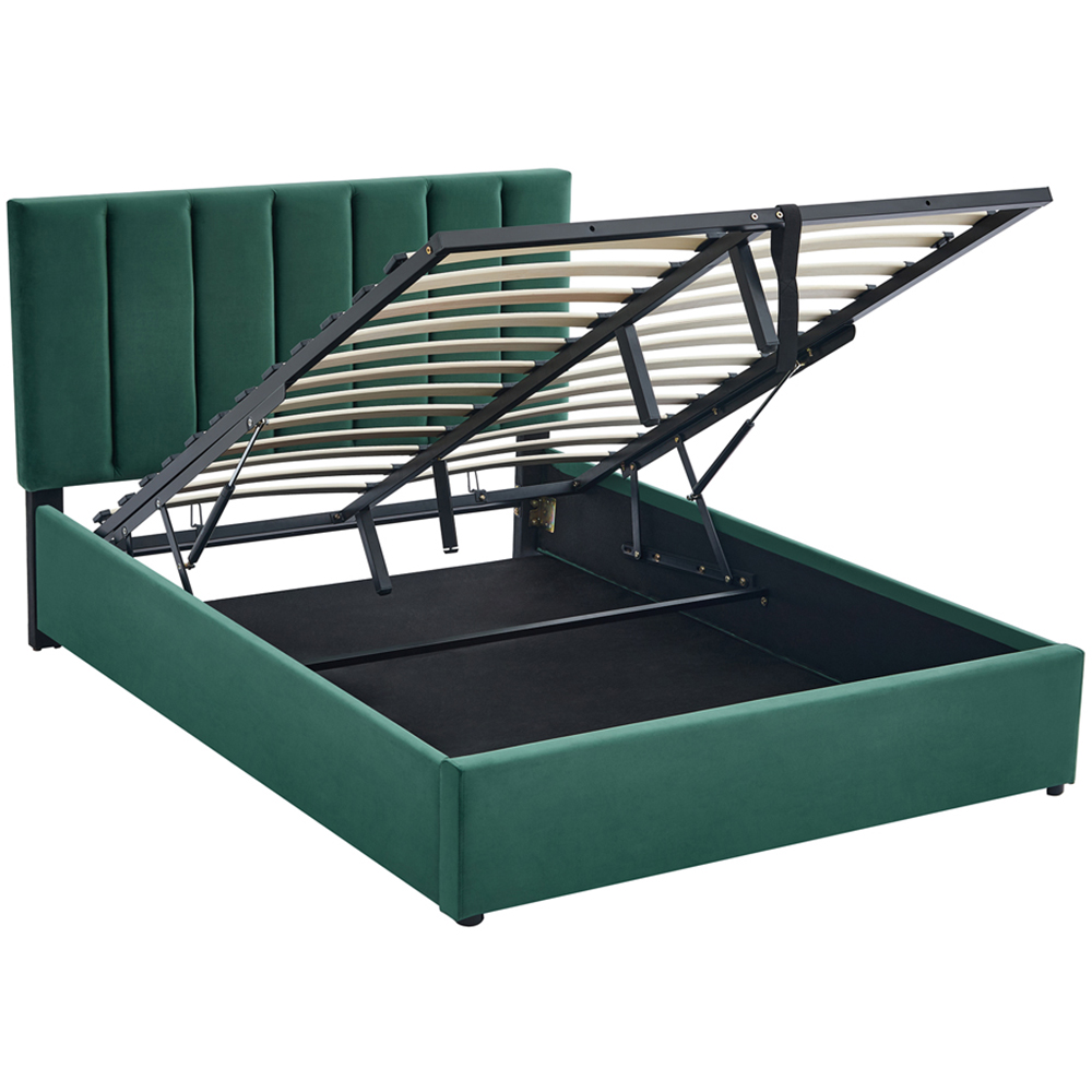 Furniture One Double Green Upholstered Platform Storage Bed Frame with Adjustable Headboard Image 2