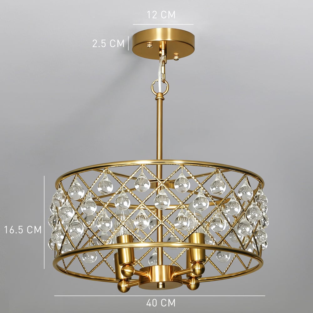 HOMCOM Adjustable Crystal Chandelier Ceiling Light Image 9
