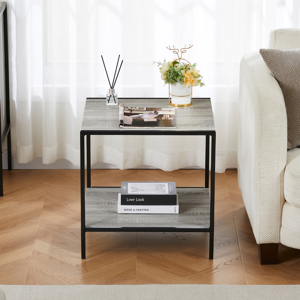 VIDA DESIGNS Brooklyn Grey Metal Frame End Table Image 4