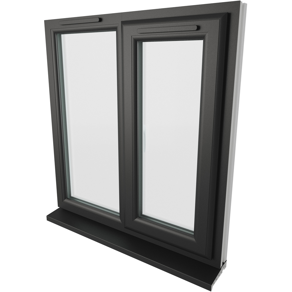 Crystal Black and White RH Side Hung Next to a Fixed Clear Double Glazed Window 905 x 965mm Image 4