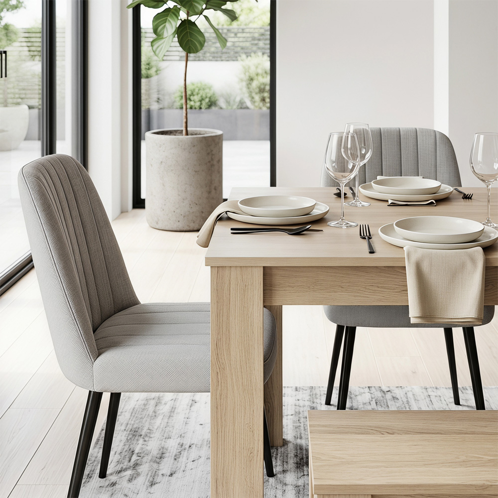 Kosy Koala 6 Seater Dining Bench Set Grey and Oak Image 3