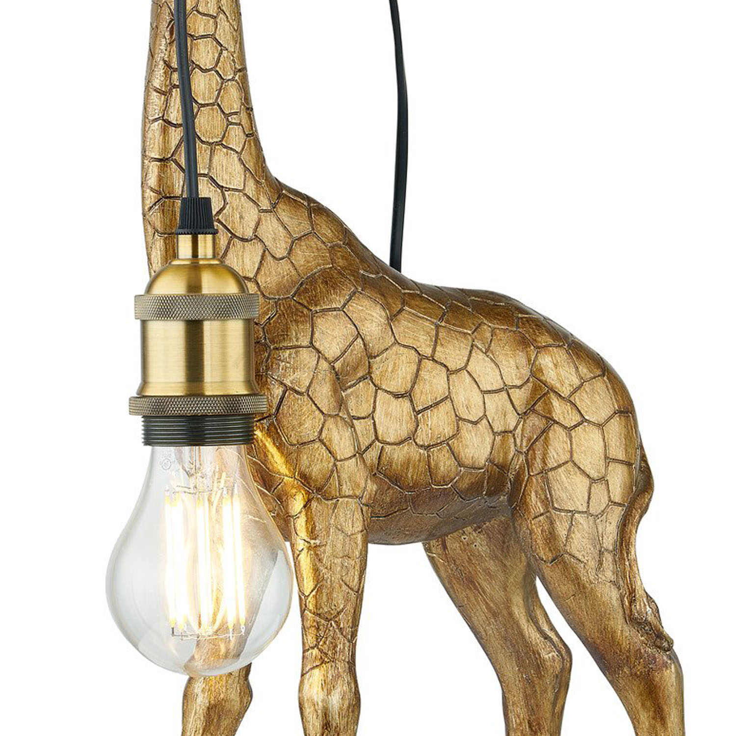 Antique Gold Giraffe with Bulb Table Lamp Image 3