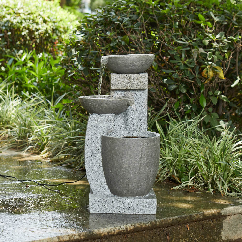 Vossmoon Harmonia 3 Tier LED Cascade Garden Water Fountain Image 2