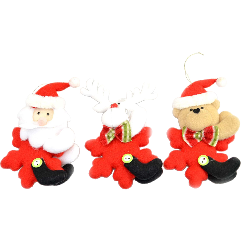 Shatchi 3 Piece Teddy Christmas Tree Hanging Decoration Image 1