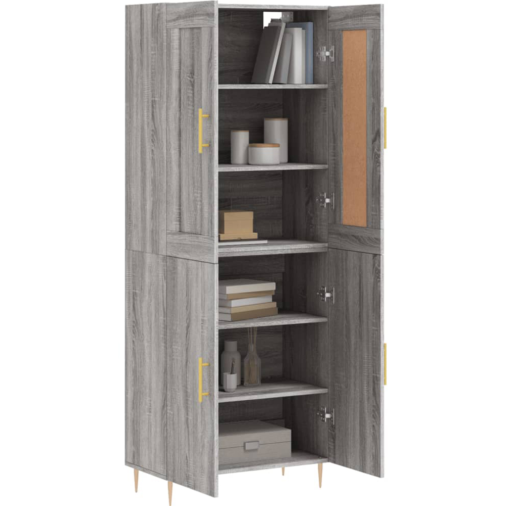vidaXL 2 Door 3 Shelf Grey Highboard Image 9