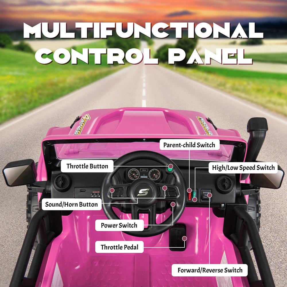 Costway Pink Kids Electric Ride On Car with Music and LED Light Image 6