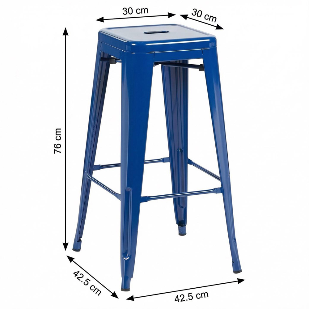 FWStyle Blue Gloss Metal Bar Stool 4 Pack Image 6