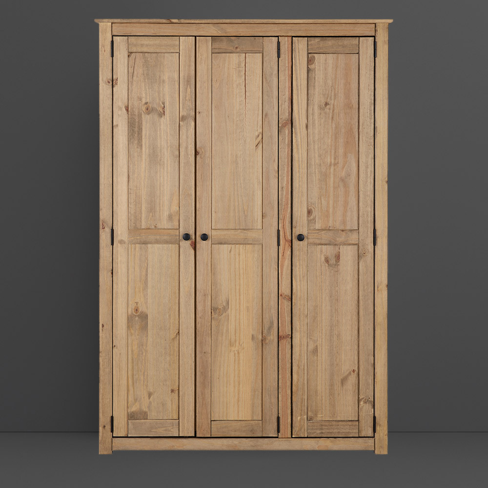 Seconique Panama 3 Door Natural Wax Wardrobe Image 1