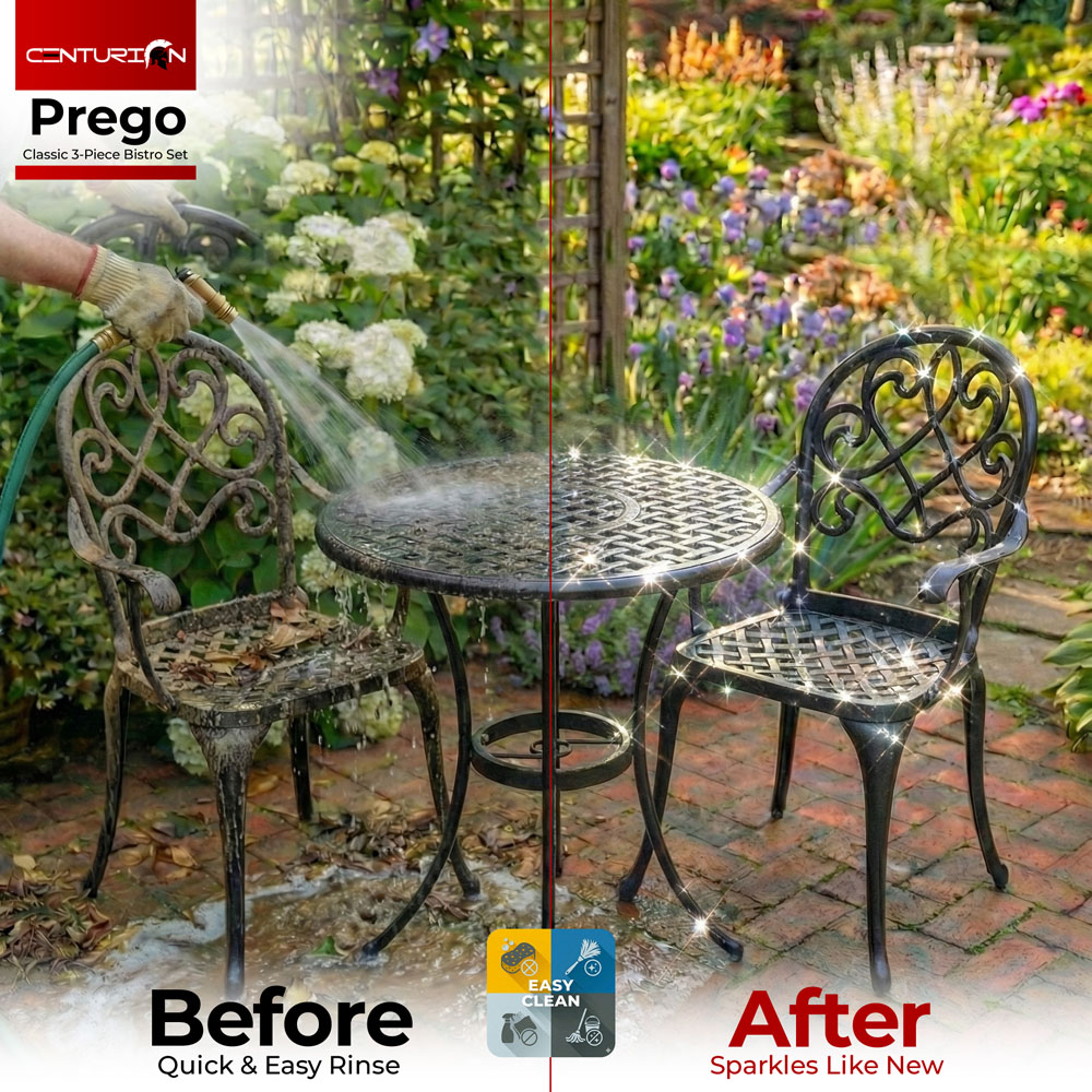Centurion Supports Prego 2 Seater Black Aluminium Bistro Set with Table Image 7