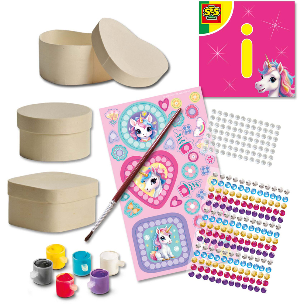 SES Creative Unicorn Diamond Painting Wooden Jewellery Box Set Image 2