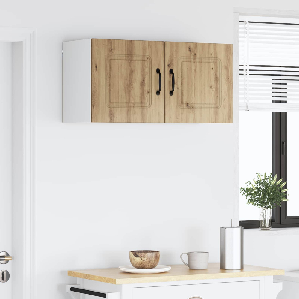 vidaXL Kalmar Single Door Artisan Oak Wall Mounted Square Kitchen Cabinet Set of 2 Image 9