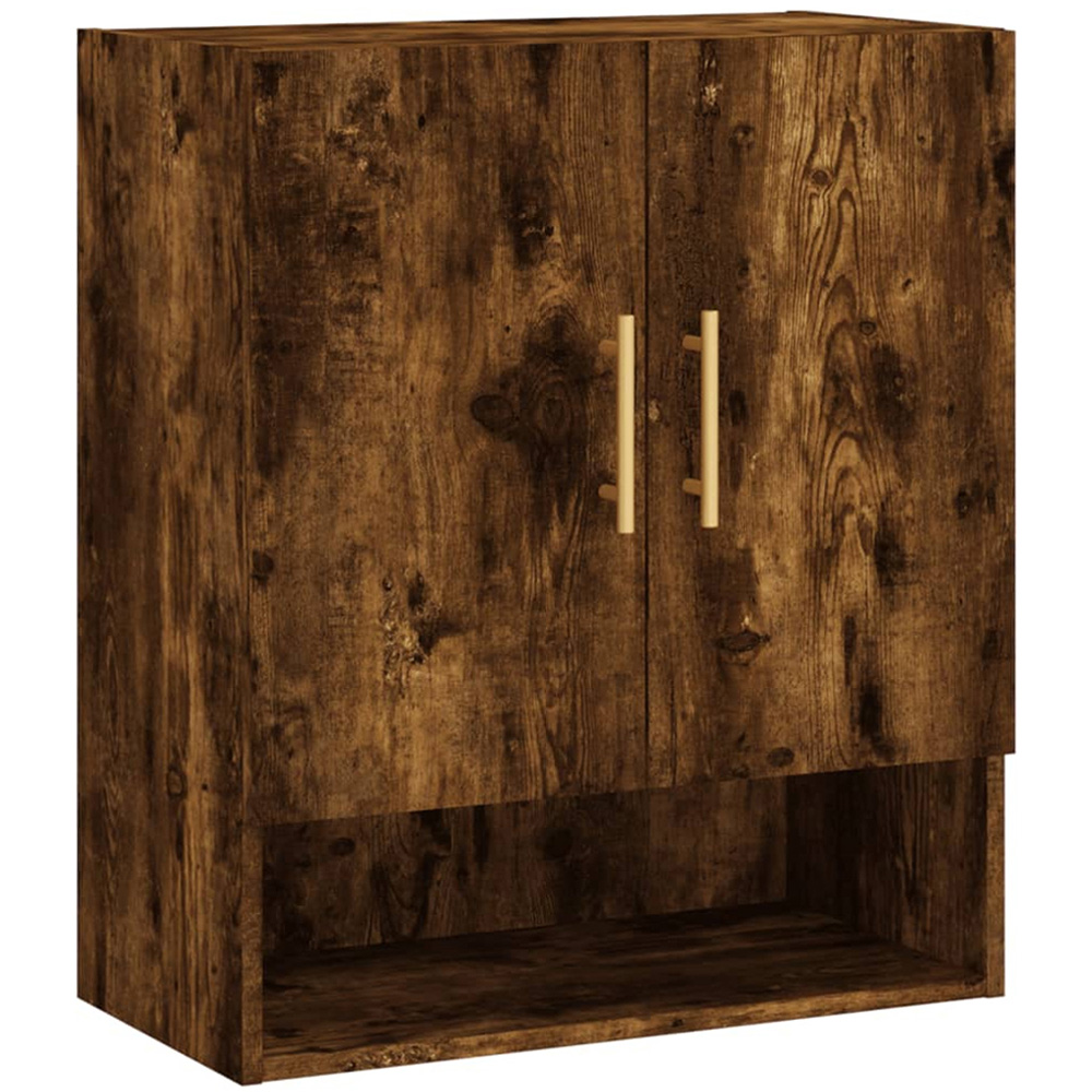 vidaXL 2 Door Single Shelf Smoked Oak Wall Cabinet Image 2
