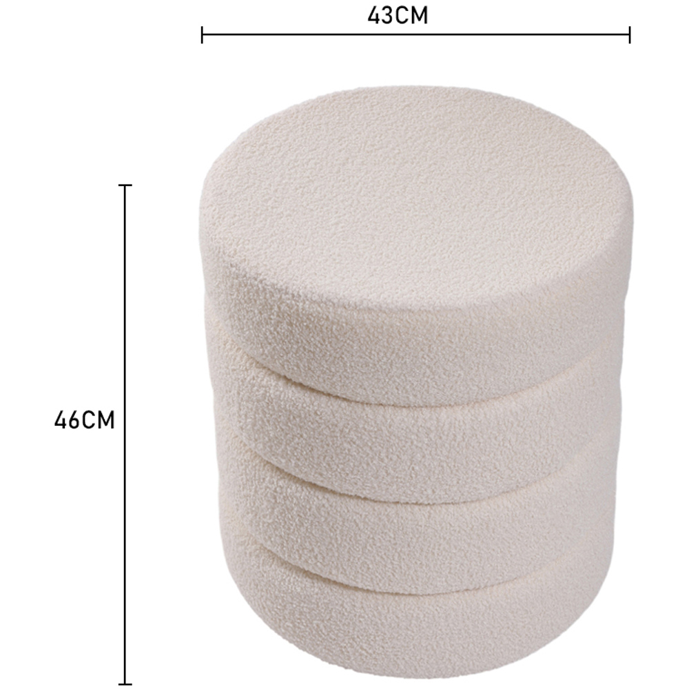 Living and Home White Round Channel Upholstered Stool Image 8