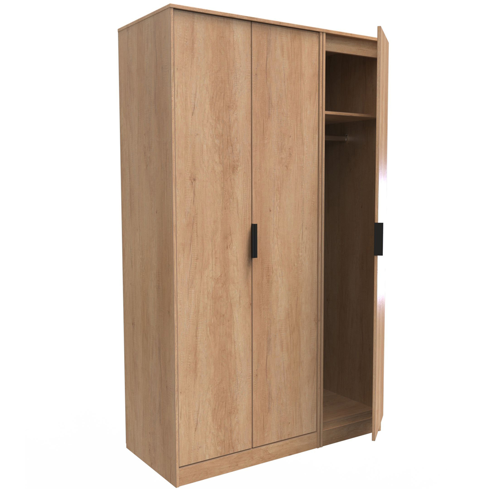 Crowndale Hong Kong 3 Door Nebraska Oak Tall Wardrobe Ready Assembled Image 6