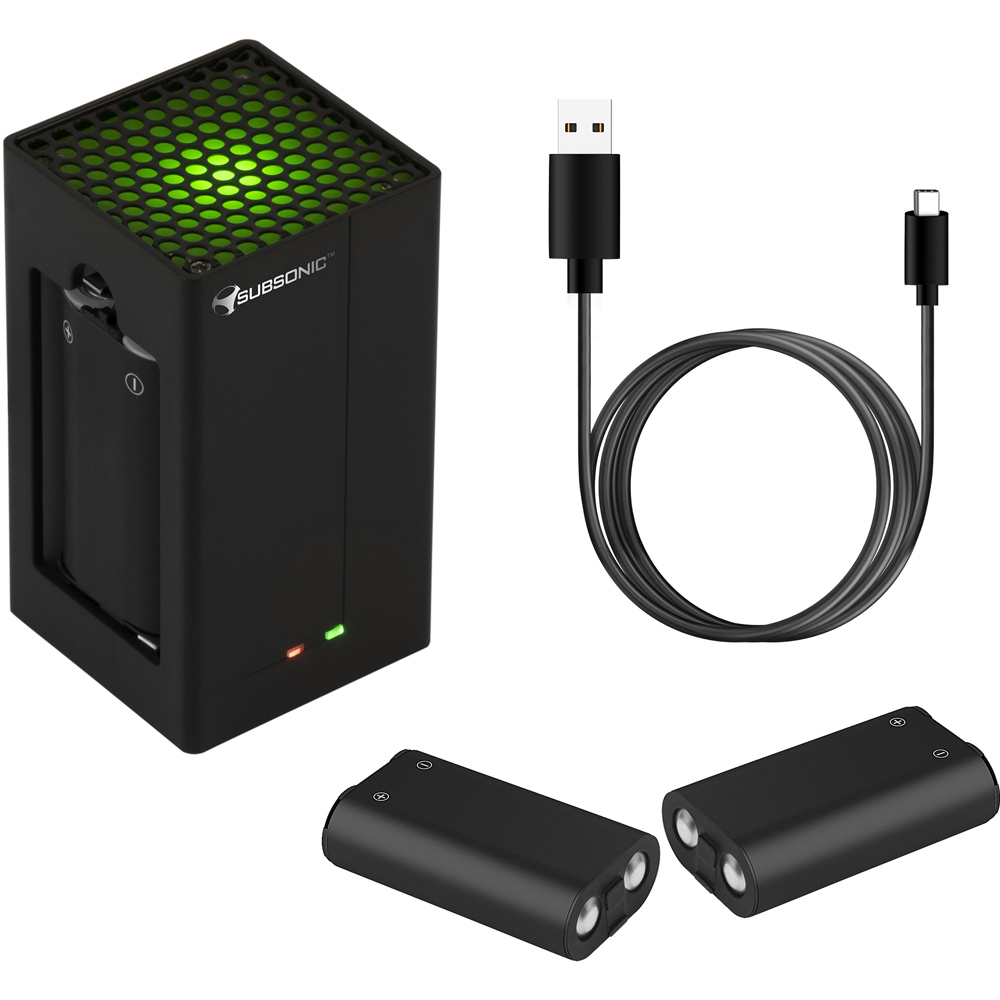 Subsonic Black Dual Power Pack Xbox Controller Charging Kit Image 1