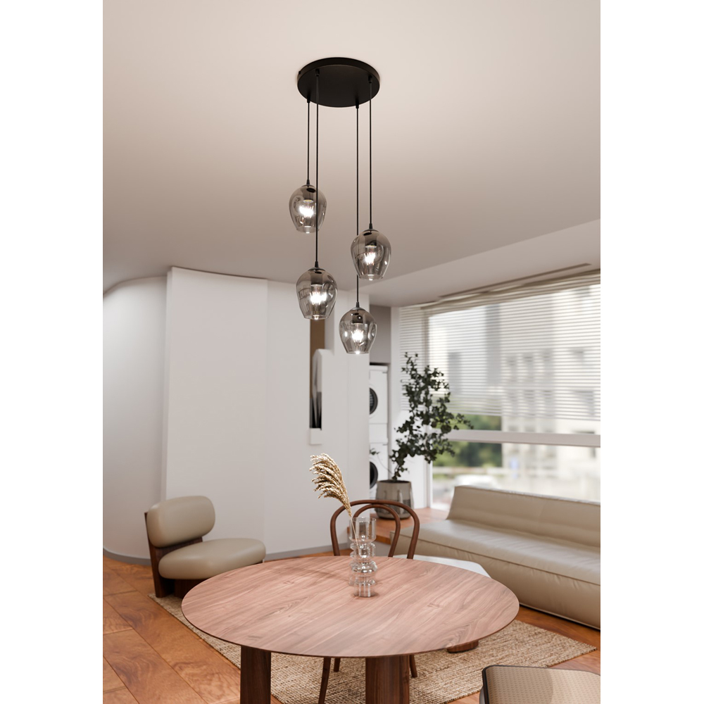 Emibig Istar Prem 4 Light Graphite Shade Black E27 Ceiling Pendant Light Image 6