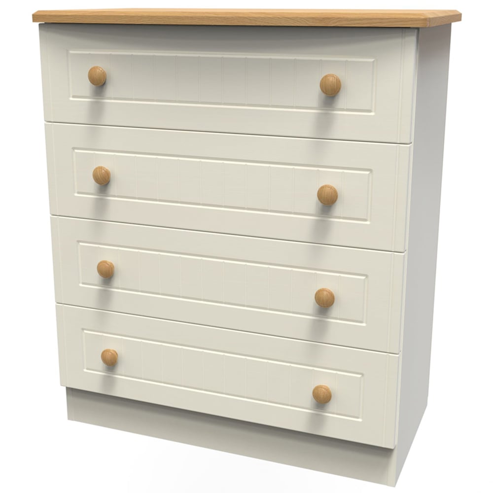 Crowndale Warwick 4 Drawer Cream Ash and Oak Chest of Drawers Image 4