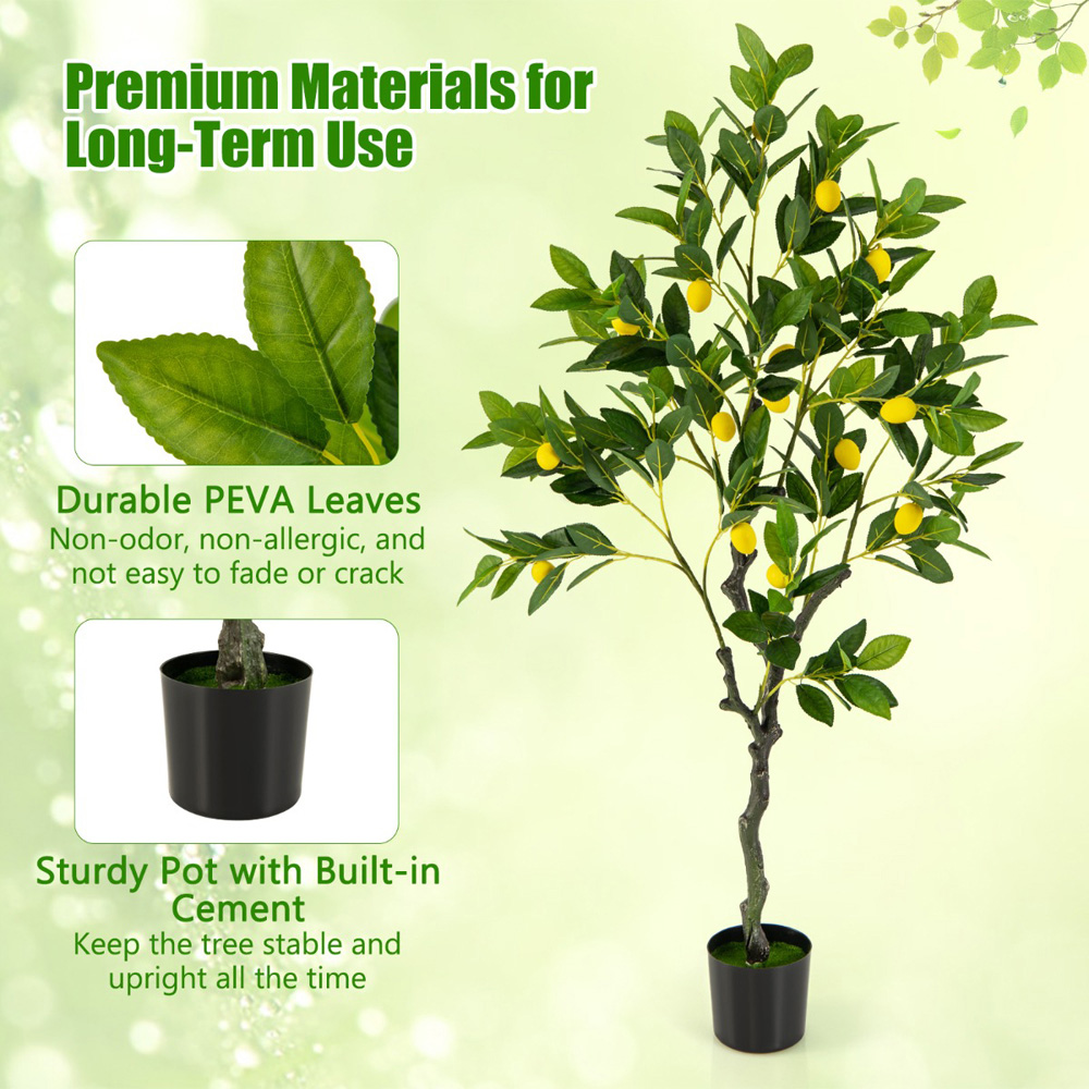 Costway Lemon Fruits Tree Artificial Plant In Pot 3.9ft Image 8