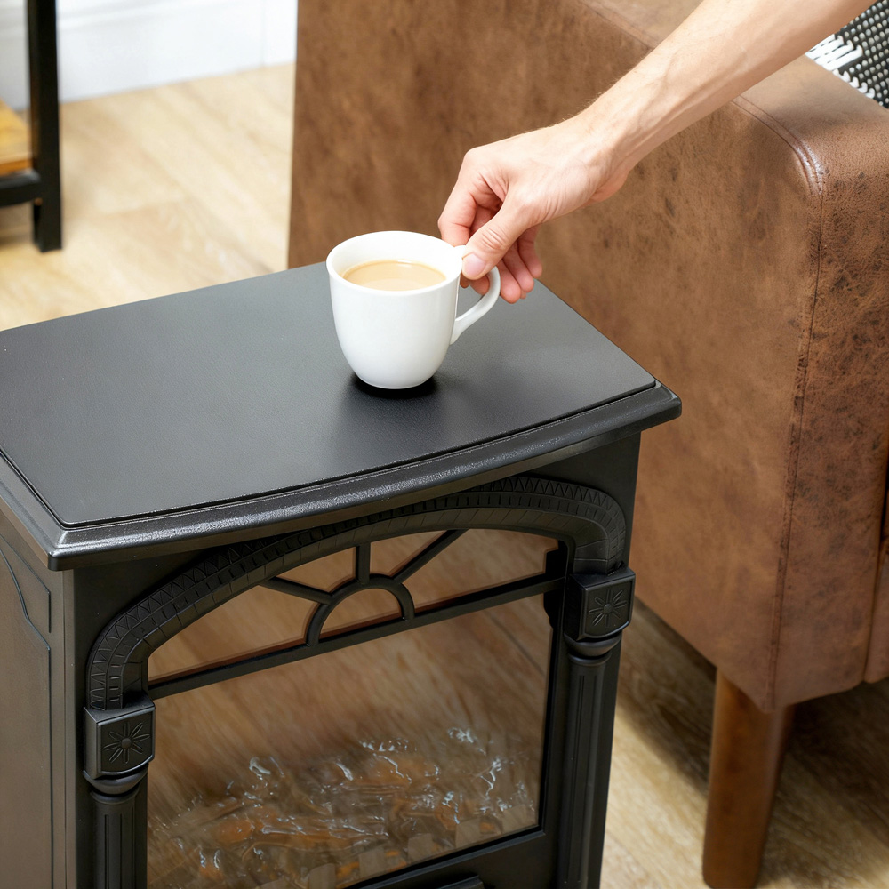 HOMCOM Black 2 Heat Setting Portable Fireplace with Adjustable Thermostat Image 3