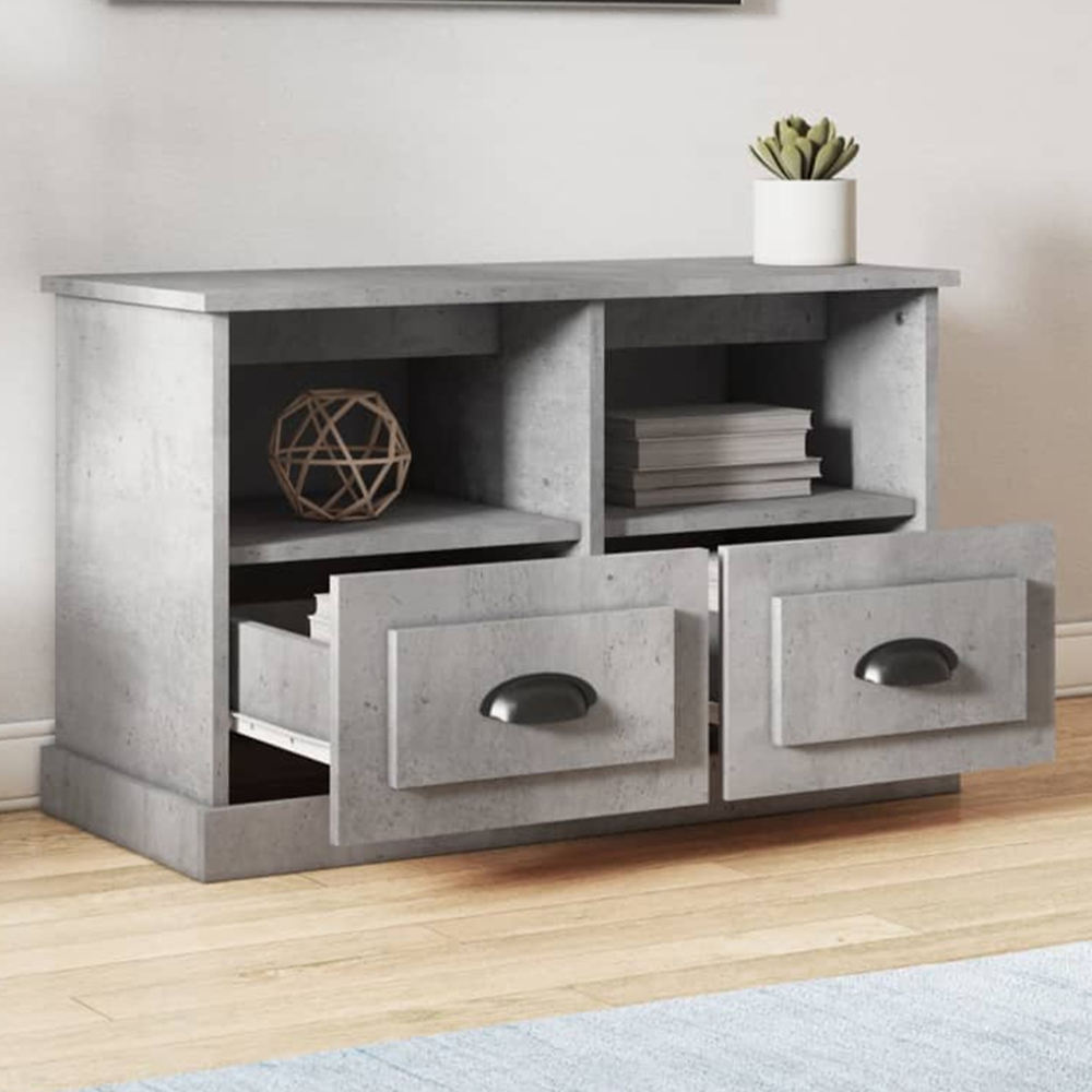 vidaXL 2 Drawer 2 Shelf Concrete Grey TV Cabinet Image 1