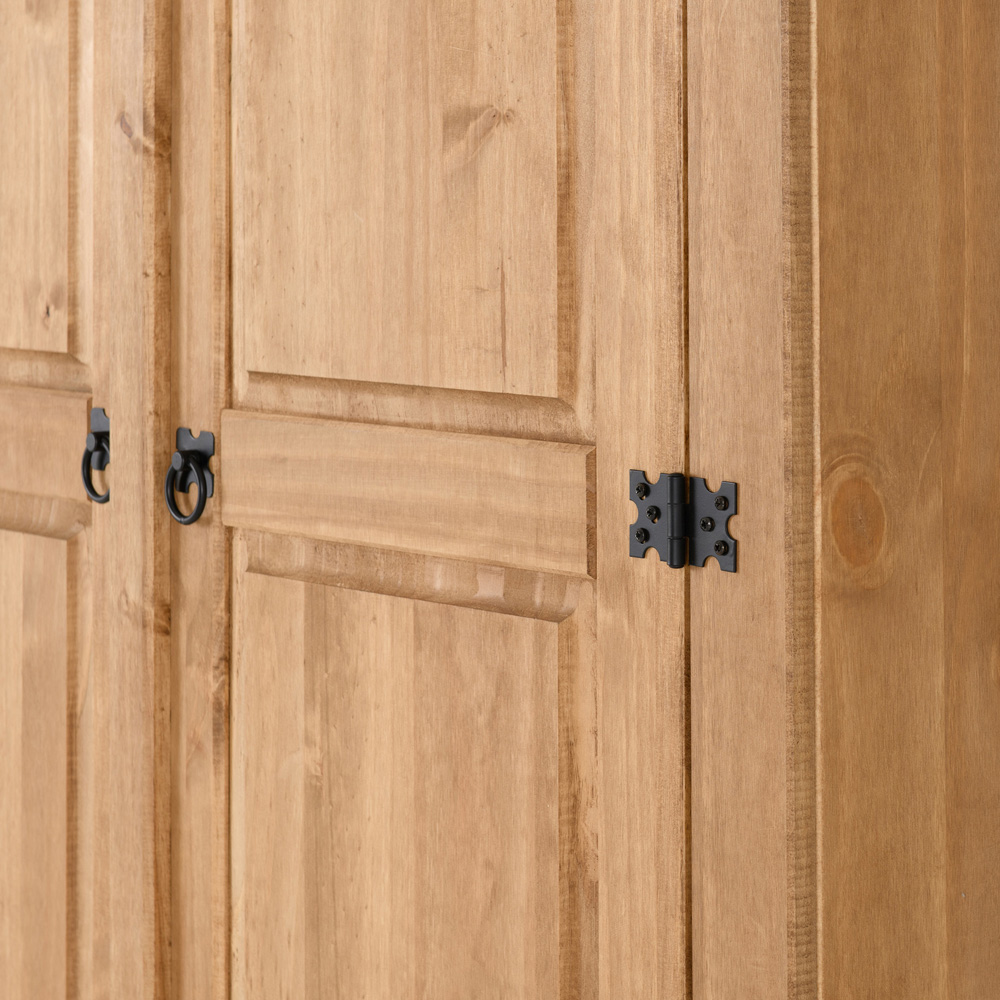 Seconique Corona 2 Door Distressed Waxed Pine Wardrobe Image 5