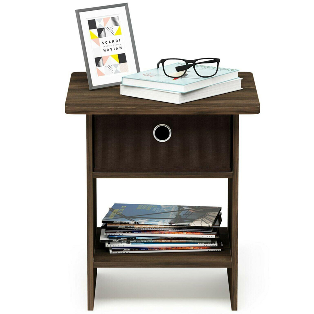 Walplus Dario Single Drawer Single Shelf Dark Brown End Table Image 4