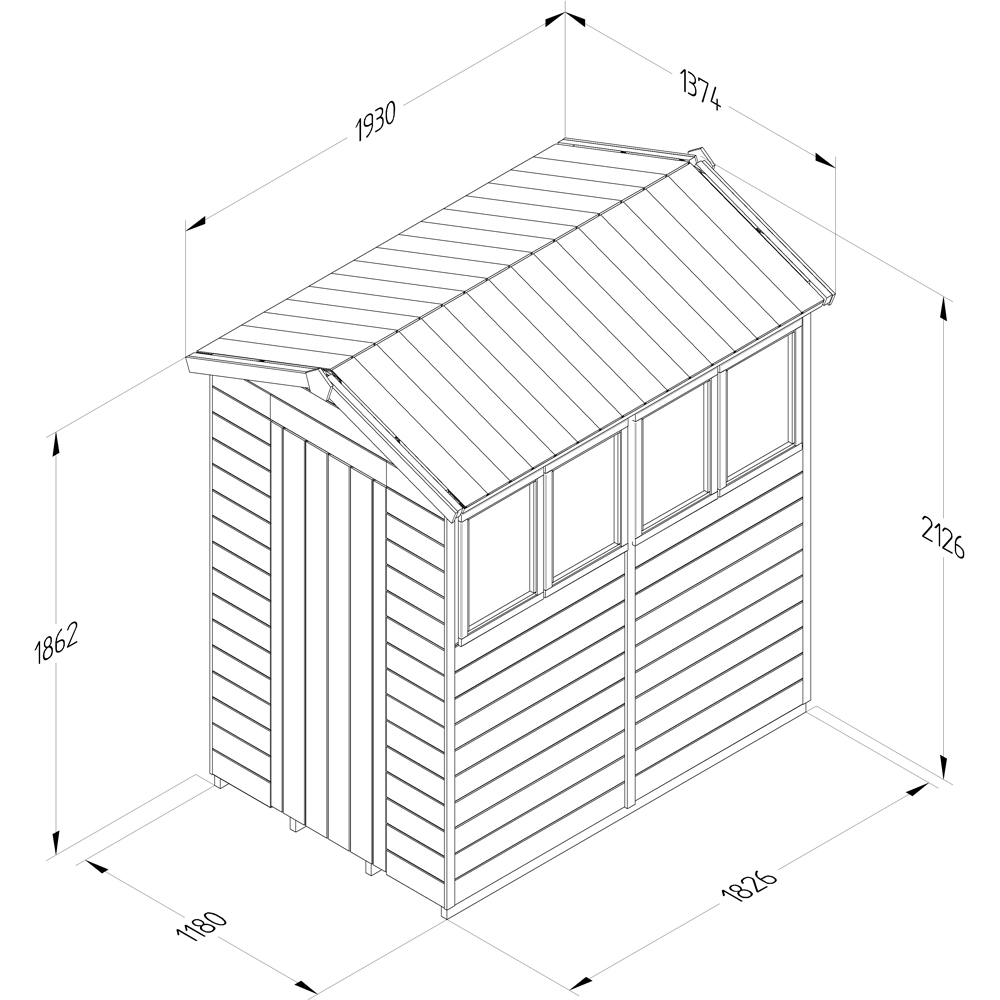 Forest Garden Timberdale 4 x 6ft Single Opening Apex Shed Image 9