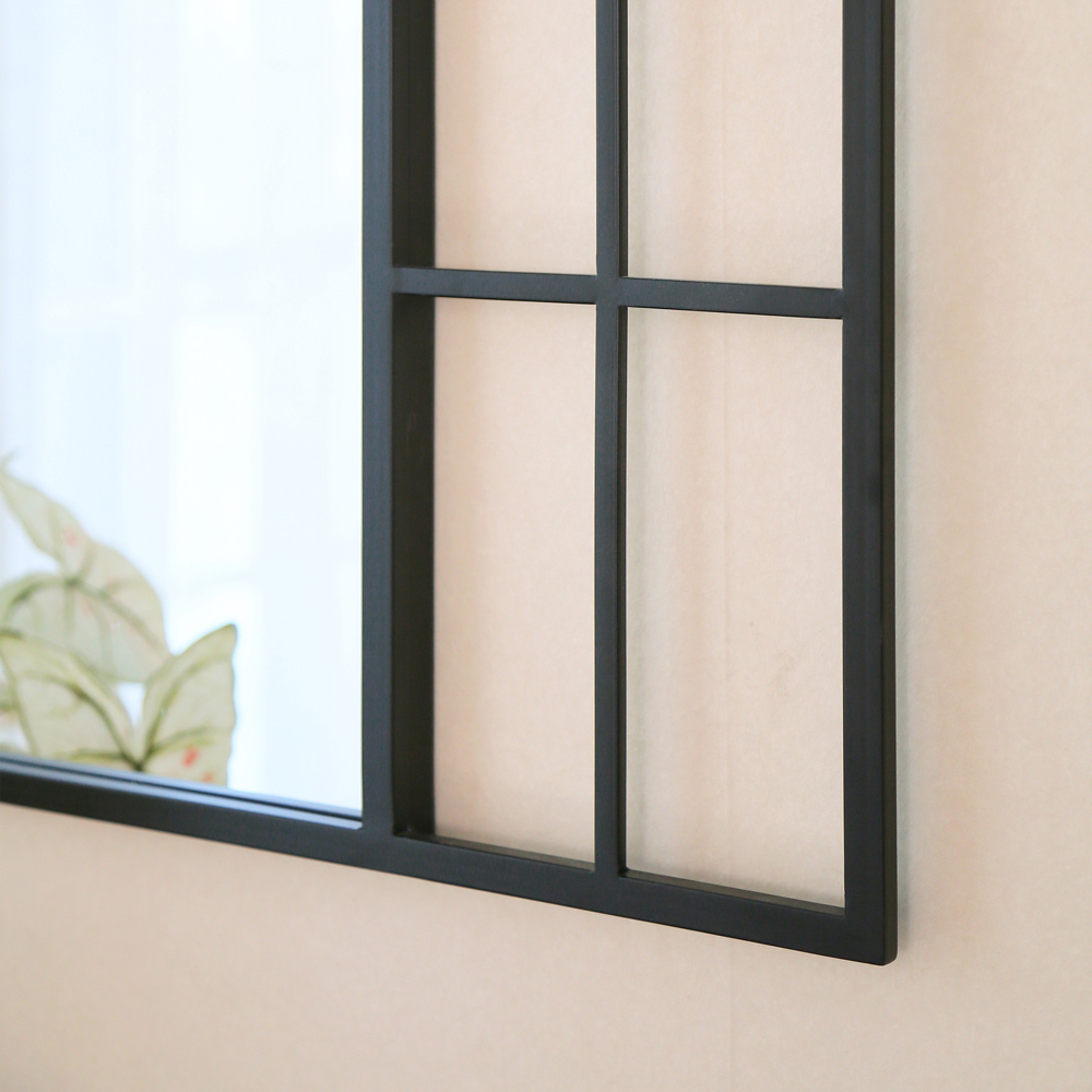 Charles Bentley Paris Black Arch Window Outdoor Wall Mirror 95 x 60cm Image 4