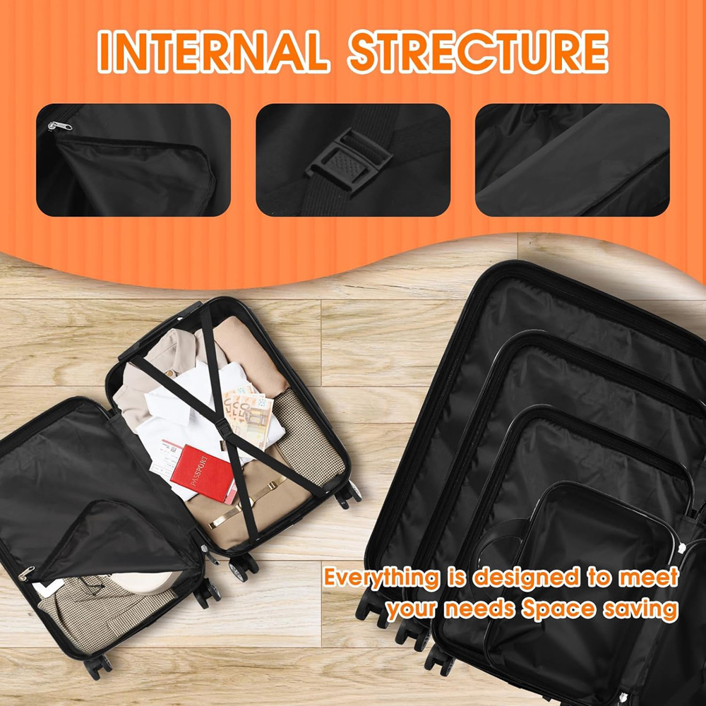 Willowmare 4-Piece Black Travel Luggage Set Image 6