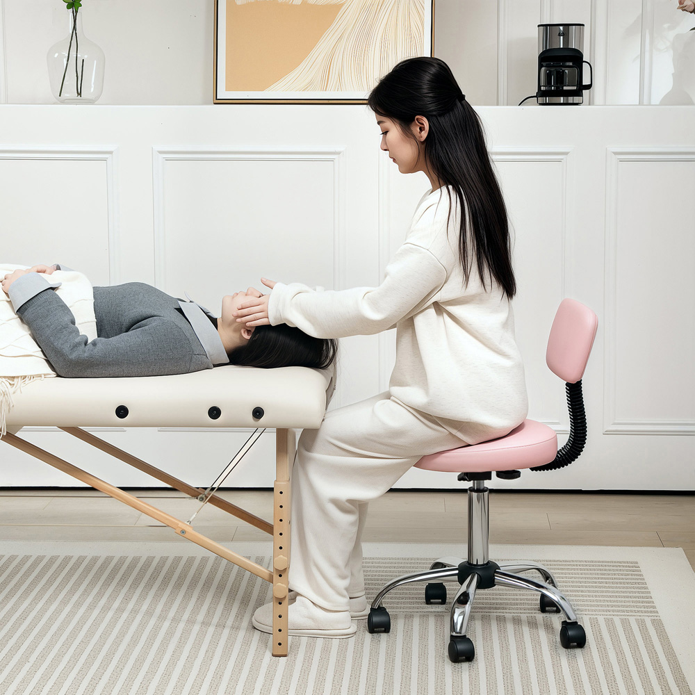 Portland Pink Faux Leather Swivel Salon Chair Image 4