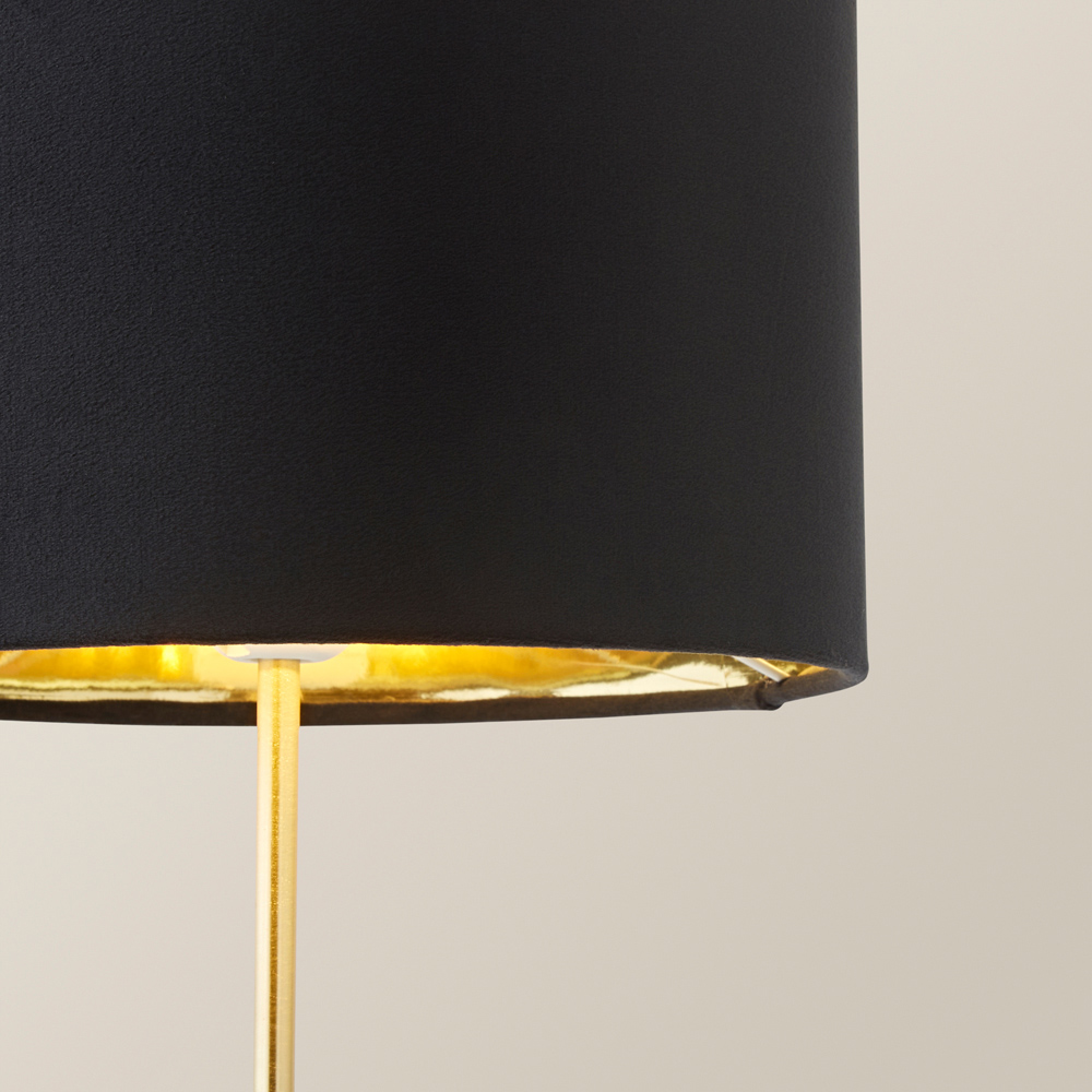 ValueLights Charlie Metallic and Black Velvet Shade Gold Table Lamp and Bulb Image 3