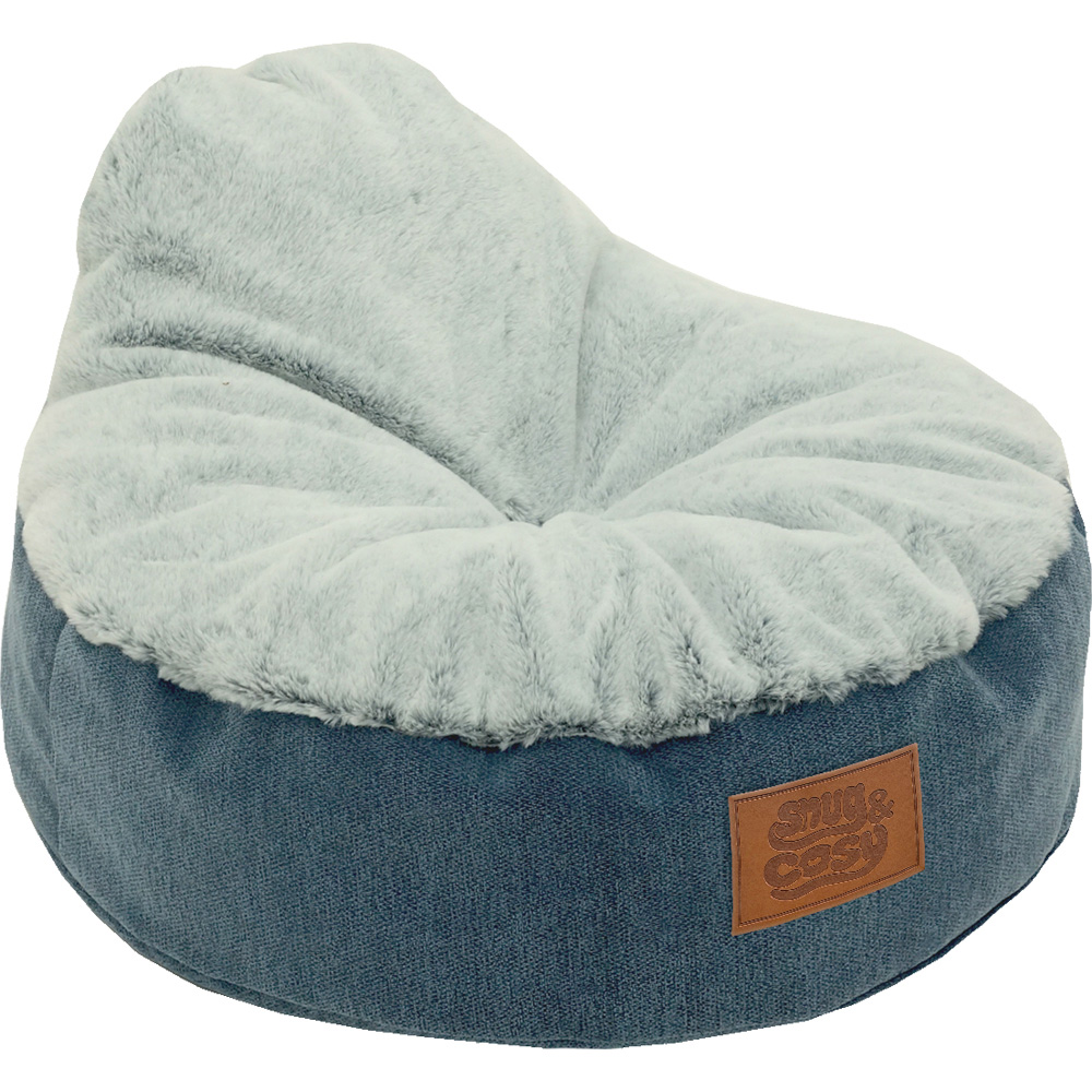Snug & Cosy Lazy Medium Blue Dog Sofa Bed Image 1