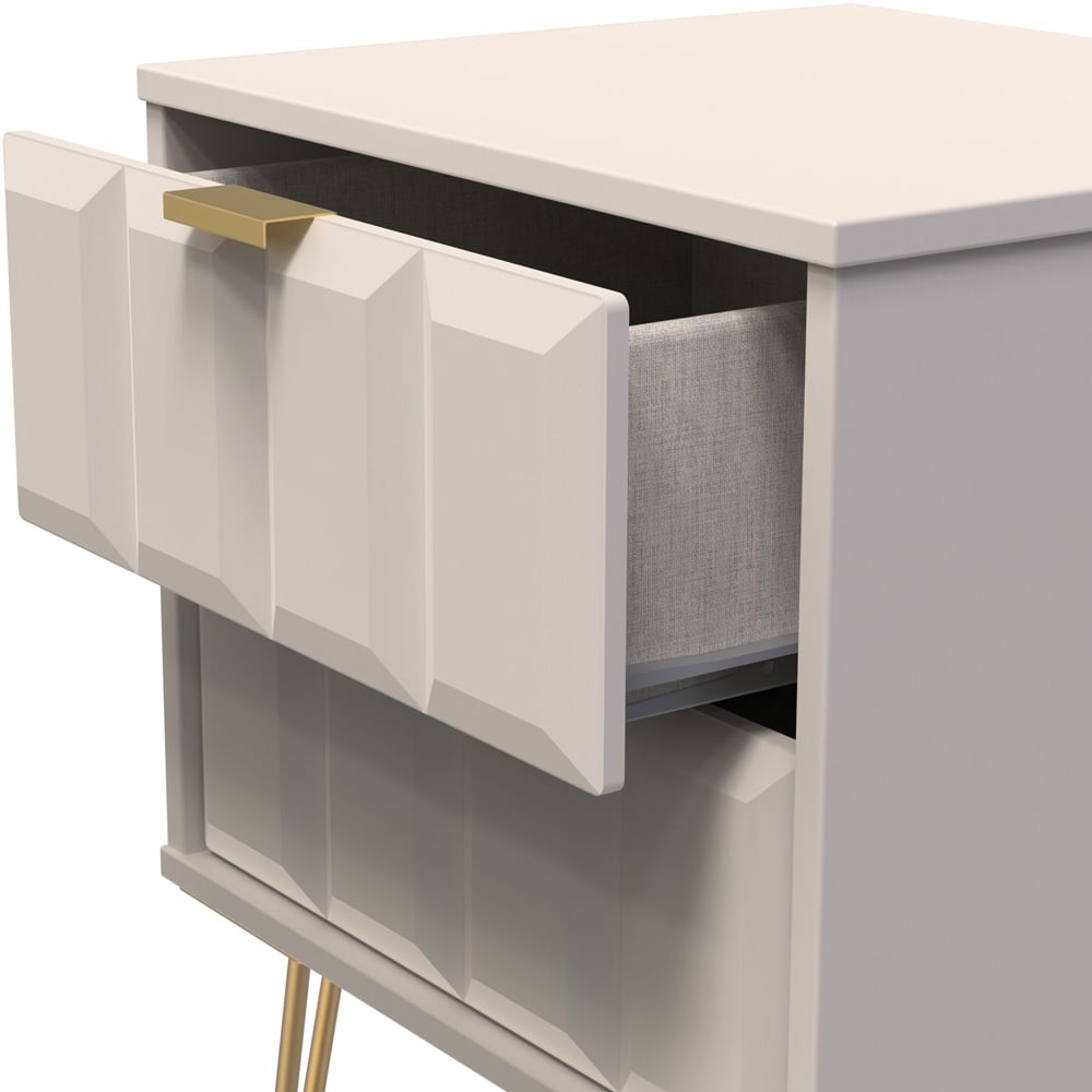 Crowndale Cube 2 Drawer Matt Kashmir Bedside Table Ready Assembled Image 6