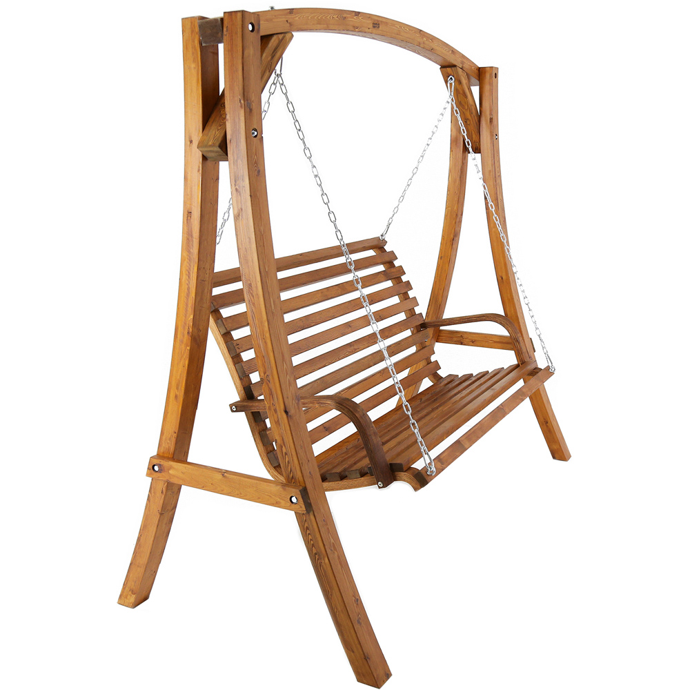 Charles Bentley 3 Seater Wooden Garden Swing Chair Image 4